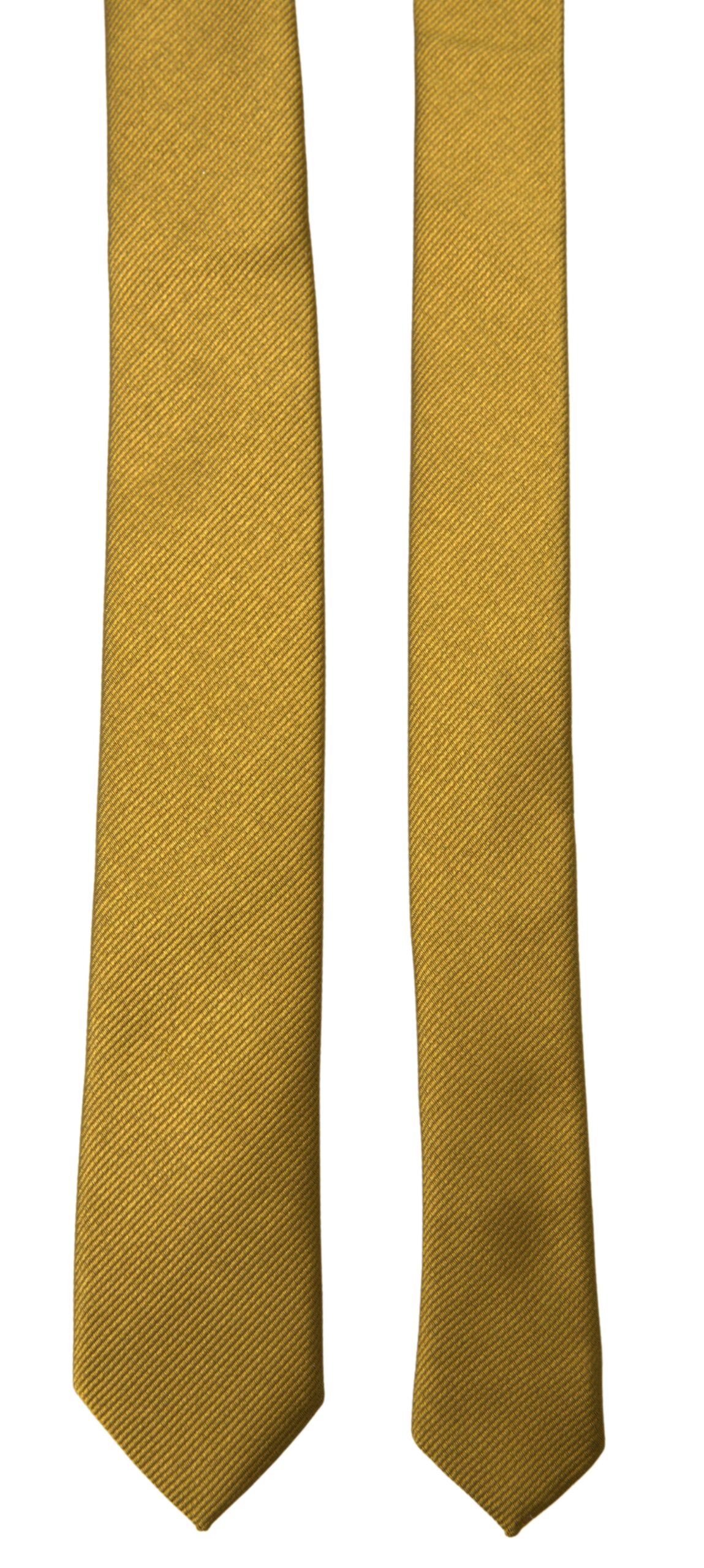 Gold Yellow Solid 100% Silk Necktie Men Tie