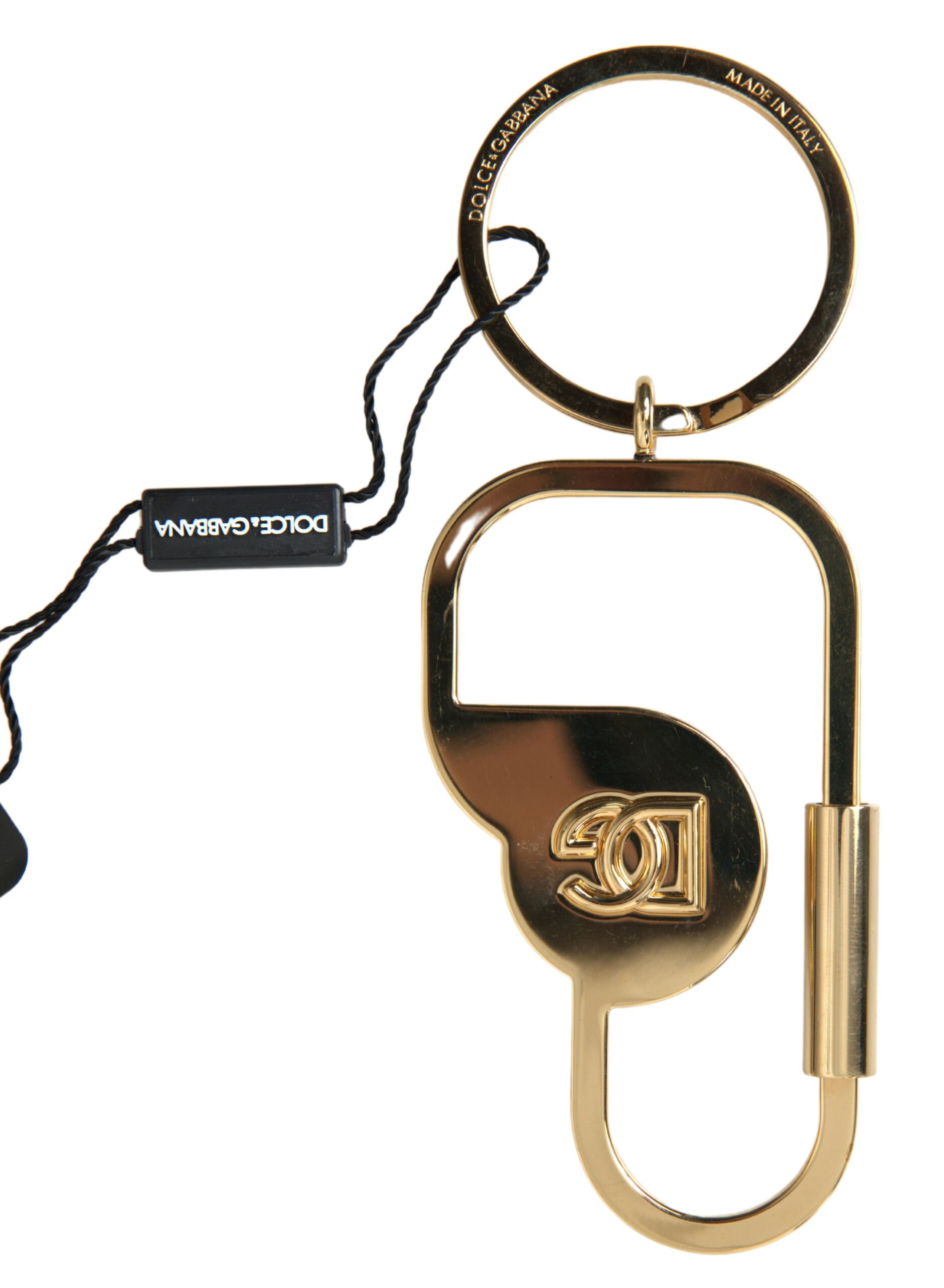 Gold Tone Brass Metal DG Logo Engraved Keyring Keychain