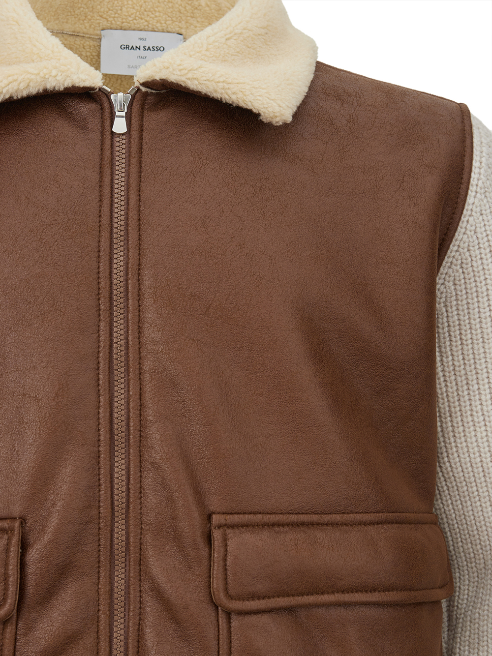 Wool and Eco-Leather Brown Jacket